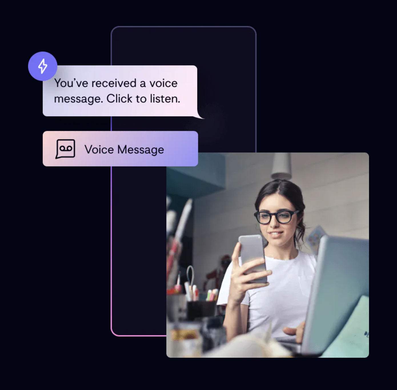 Whatever the scenario, Whispir makes it easy for you to customise your business flows. Create unique voice messages or text your audience and have it relayed via spoken voice.