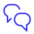 Blue automated communication word bubble icon
