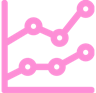 Pink line graph icon