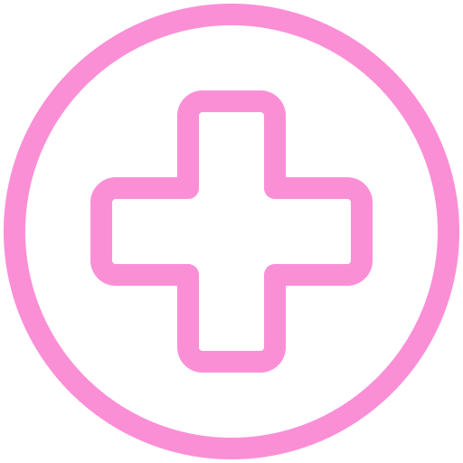 An icon depicting a cross symbol in a circle, representing healthcare.