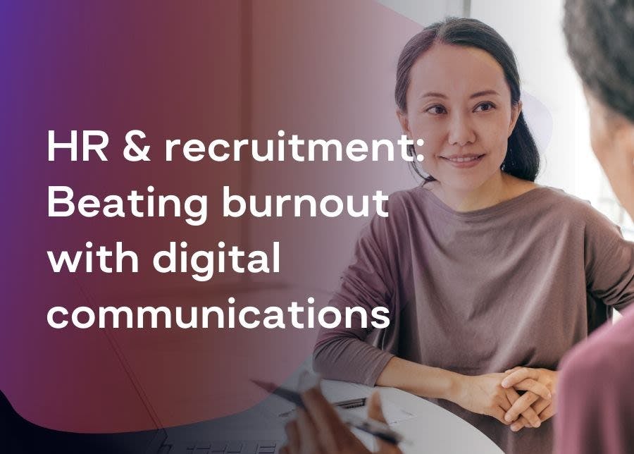 HR and recruitment worker dealing with burnout with digital communications to automate employee engagement to support talent acquisition and retention