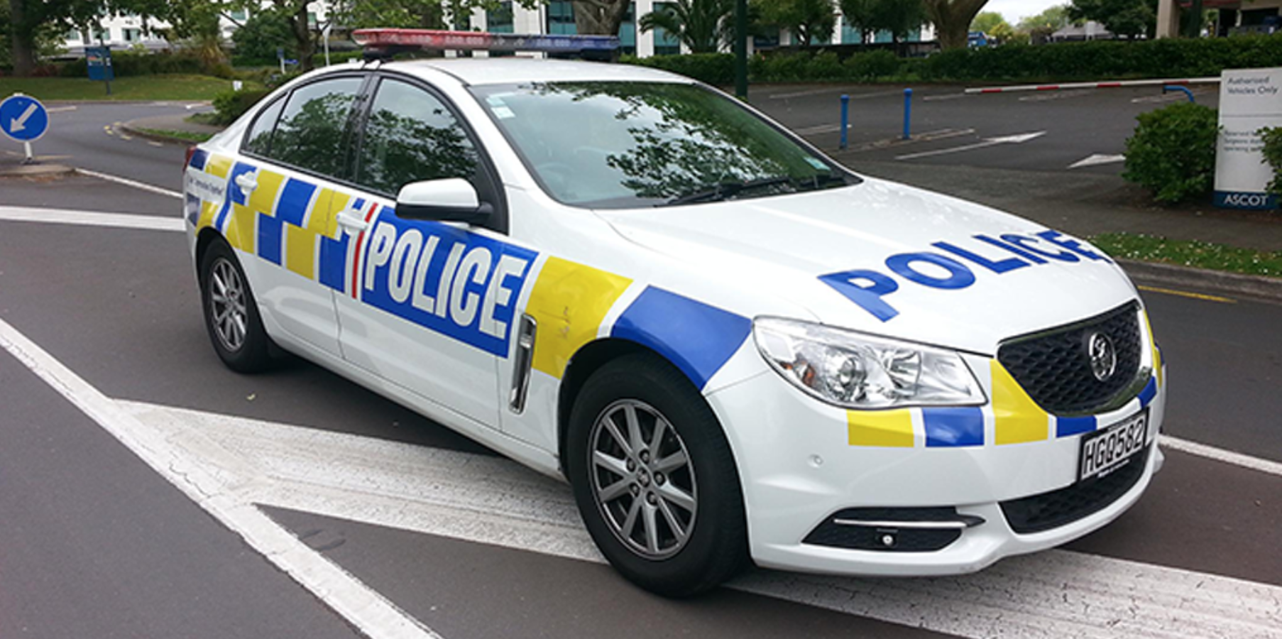 White and blue police car