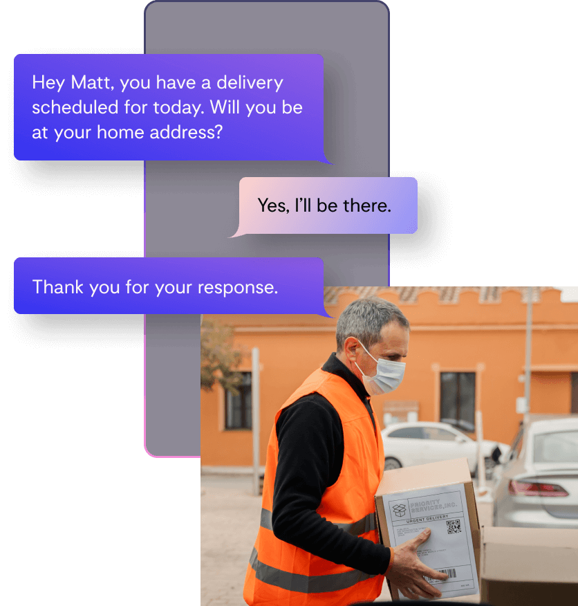 Delivery confirmation via SMS with a courier.